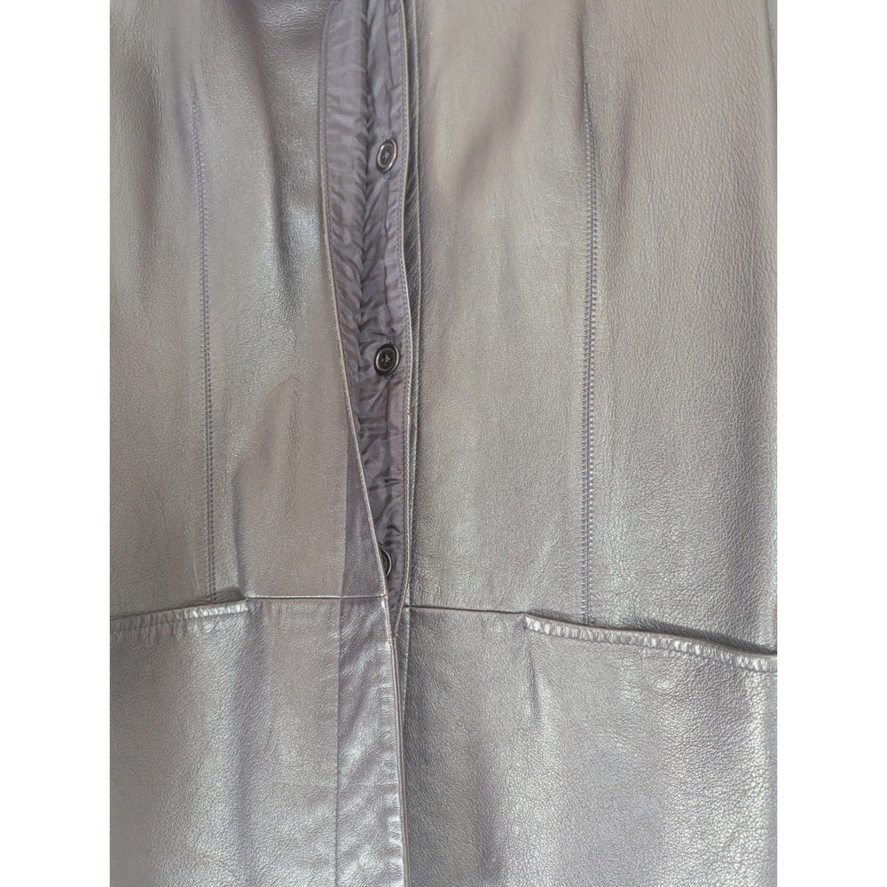 BCBG Exclusively Nordstrom 100% Leather Jacket Womens L One Button Blaze Purple - Picture 4 of 9